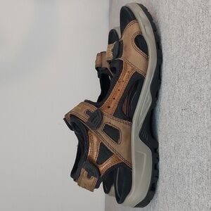 Ecco Yucatan Offroad Brown Leather Black Synthetic Sandal Shoe Size US 9 EU 43